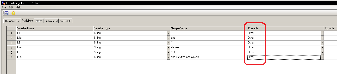 Variables tab