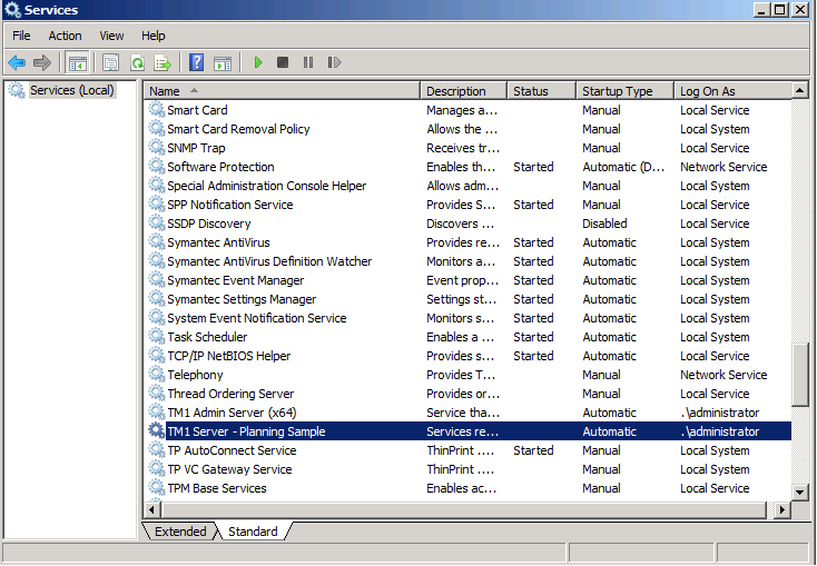 services screenshot