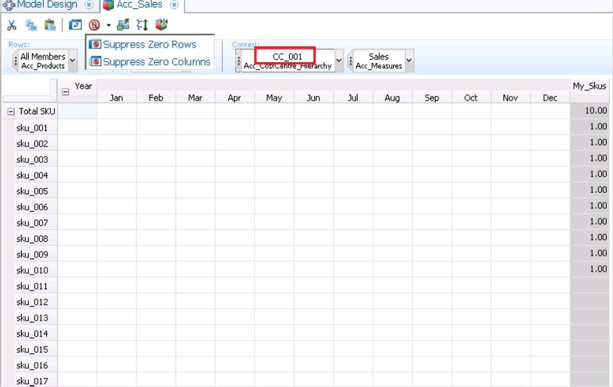 Pass selection to input cube