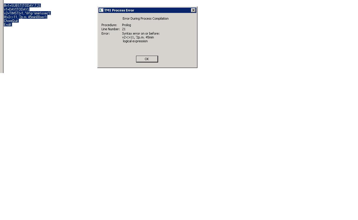 Error on compiling the process