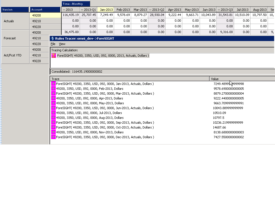 Calc view from Architect