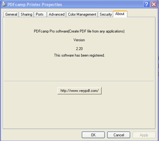 PDFcamp printer properties