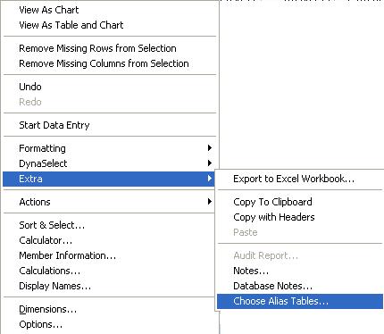 Using TM1 Aliases in Executive viewer