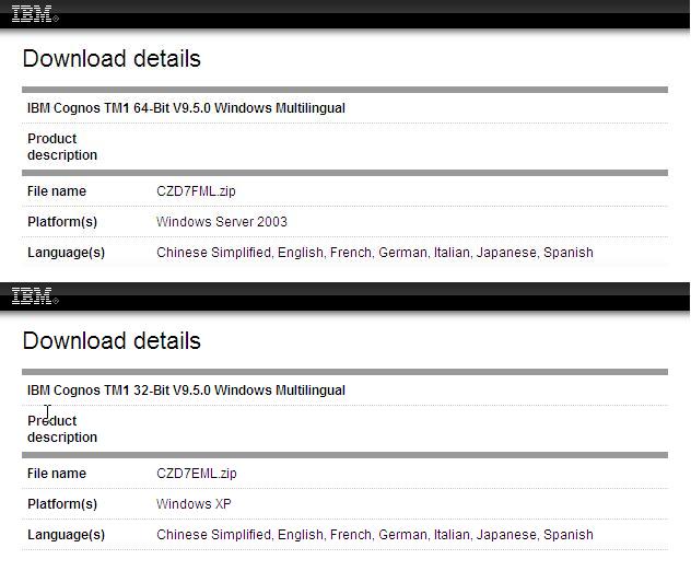 TM1 9.5.0 files to install